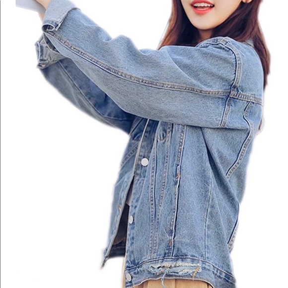 Oversized Distressed Denim Jacket - Picture 2 of 5